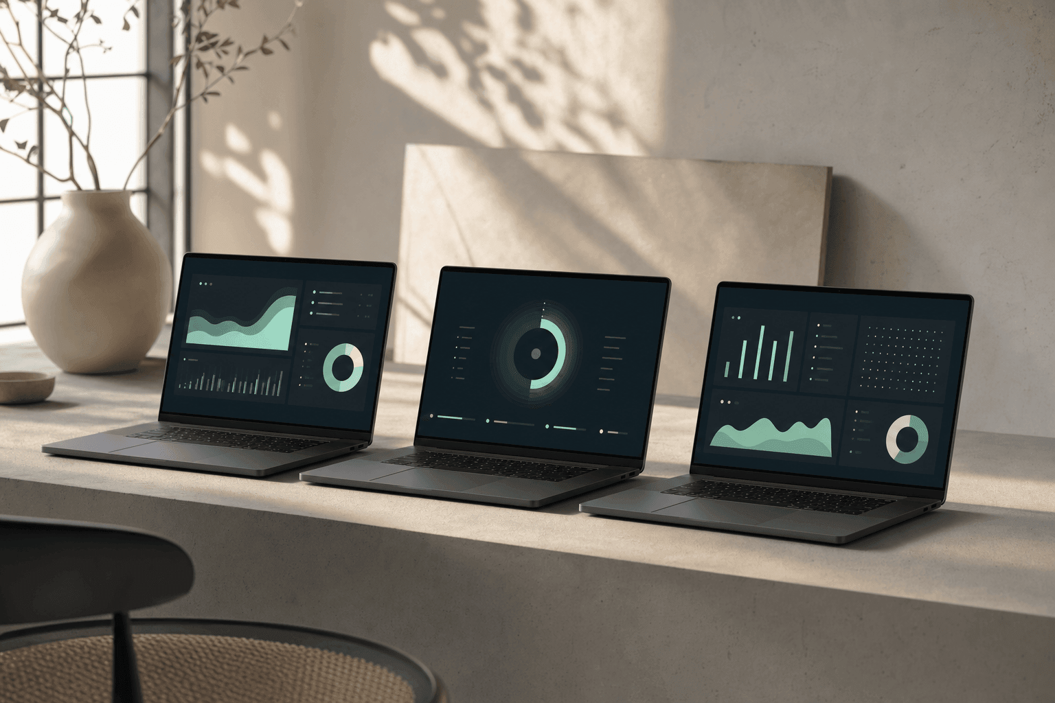 Modern laptop showing a crypto tax dashboard with British pound figures on a desk with a steaming mug, soft daylight, no people, no readable text